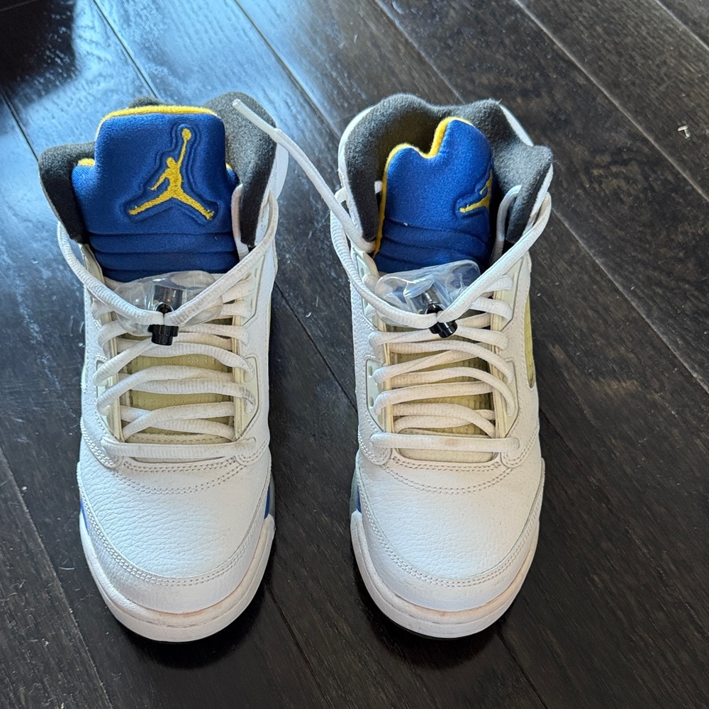 Air Jordan 5 LaneyWhite and Blue Sneakers